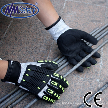 NMSAFETY sable nitrile tpr gants anti-coupe knuckle protection mécanique gants anti-impact